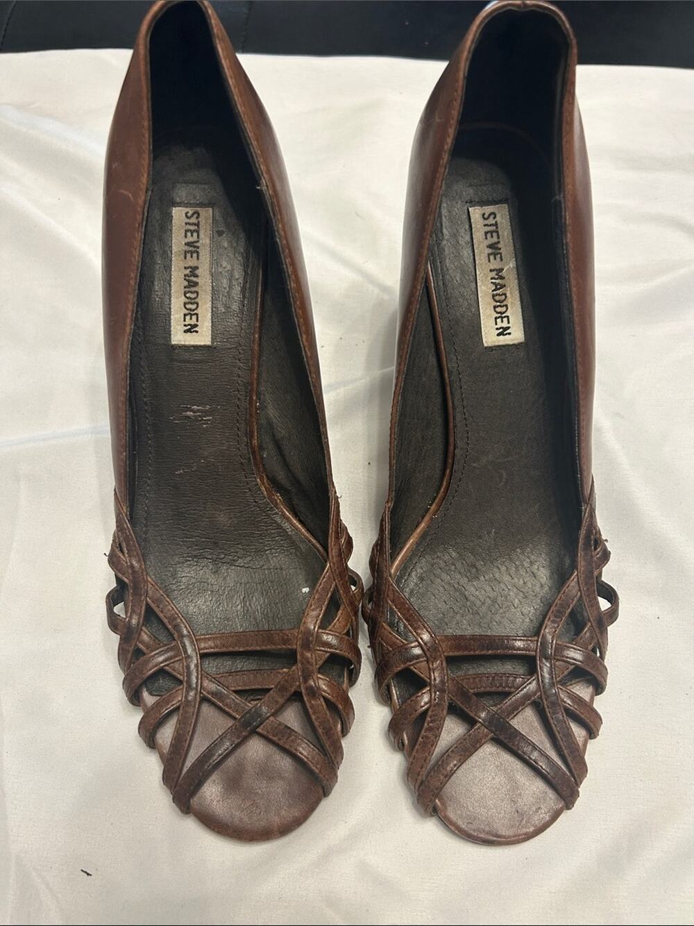 Steve Madden Brown Strappy Peep-Toe Heels